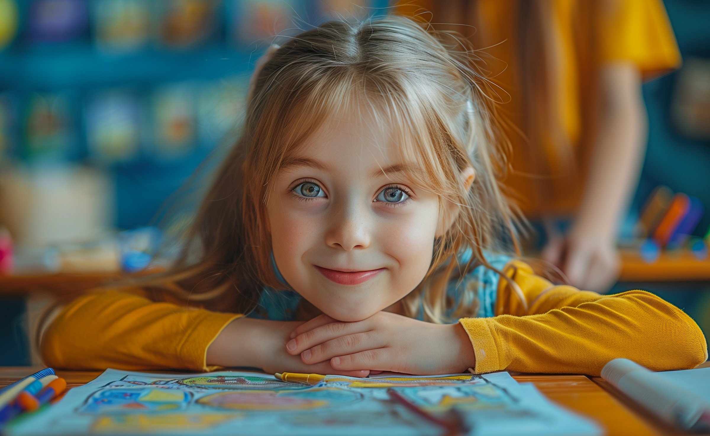 smiling-girl-sits-school-desk-created-with-generative-ai-technology